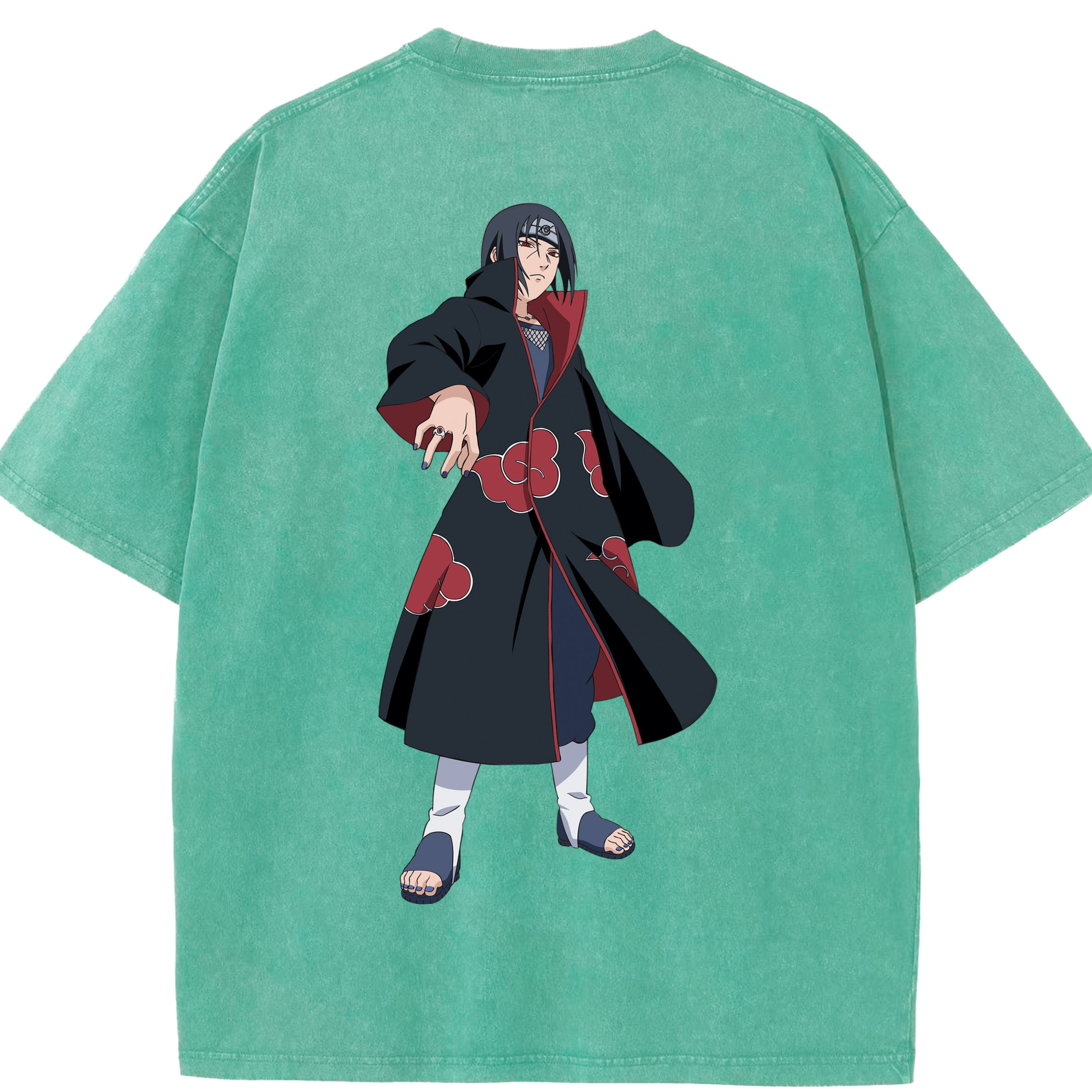 （画像用） NARUTO -ナルト- うちは イタチ Uchiha Itachi 綿100% ヴィンテージ風 半袖Tシャツ（背面プリント）